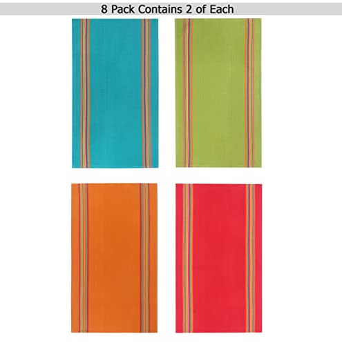 COTTON-CRAFT-Salsa-Stripe-Kitchen-Towel-Set-of-8-Pure-Cotton-Absorbent-Waffle-Weave-Dish-Towel-Dish-Cloth-Low-Lint-Reusable-Drying-Towels-Restaurant-Bar-Cleaning-Kitchen-Hand-Towel-16×28-Multi COTTON CRAFT Salsa Stripe Kitchen Towel Set of 8 Pure Cotton Absorbent Waffle Weave Dish Towel Dish Cloth Low Lint Reusable Drying Towels Restaurant Bar Cleaning Kitchen Hand Towel 16×28 Multi