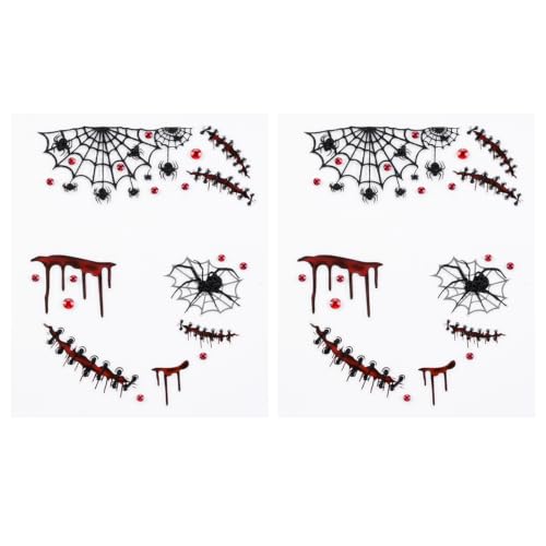 2 Sheets Halloween Face Stickers Halloween Face Tattoos for Women Men Kids - image 1