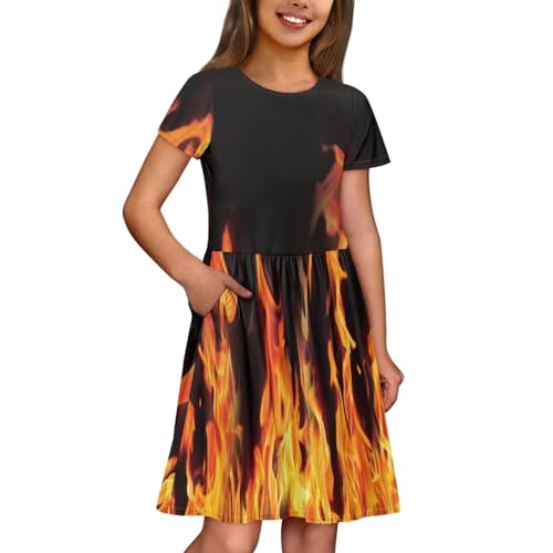 POLERO Kids Twirly Swing Dress for Girls Short Sleeve Skater Dresses with Pockets for Casual School3