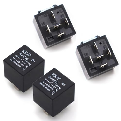 pinflaw 4 PCS Automotive Waterproof Switching Start DC Relay, 12V 40A Five-pin Backless Flame Retardant Housing Connection Conversion Relay, Sensitive Contact System Component, for Cars (Black)
