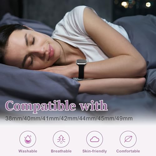 Image of Slim Braided Bands for Apple Watch Band 40mm 41mm 42mm 38mm 46mm 44mm 45mm 49mm Women,Stretchy Solo Loop Nylon Elastic Thin Narrow Skinny Strap for iWatch Ultra 3 SE 3 Series 11 10 9 8 7 6 5 4 3 2 1