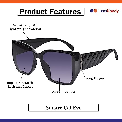 Image of LensKandy Oversized Rectangular UV400 Protected Sunglasses for Women | Stylish Fashion Eyewear | Large Frame Trendy Sun Glasses | Lightweight Comfortable 9131-Pink