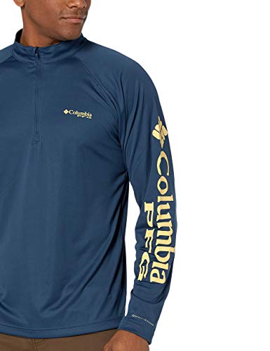 Columbia Men's PFG Terminal Tackle 1/4 Zip Pullover - Big , Carbon, Sunlit Logo , Large