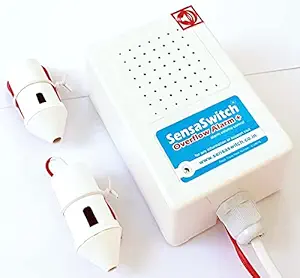 SensaSwitch Overflow Alarm with Adjustable Volume Alarm (Musical) with Water Sensor Set, White Plastic, Model-OAP