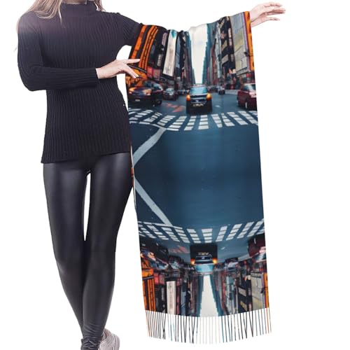 Rainbow Stars Ultra-Soft Cashmere-Fringed Scarf: Full-Width Printed, Luxuriously Warm And Elegant Shawl Scarf2