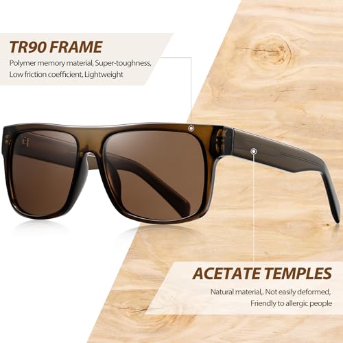 Image of Joopin Polarized Sunglasses Men Women UV400 Protection, Big Chunky Square Sun Glasses, Designer Shades Retro Sunnies Driving