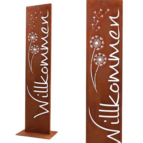 Rostikal Gartendeko Für Draußen Wetterfest - Haustür Deko Aus Metall - Outdoor Gartendeko - Exklusive Garten Deko Draußen - Edelrost Design - Rostdeko Für Garten Und Terrasse