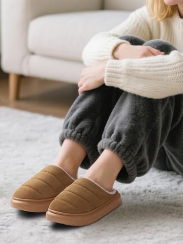 SHIBEVER Fuzzy Slippers Women Indoor: Memory Foam Warm House Shoes - Slip On Closed Toe Comfy Bedroom Slippers Women4