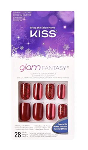 Kiss Glam Fantasy Medium Length Red Christmas Nails Special FX 79823 Lagoon