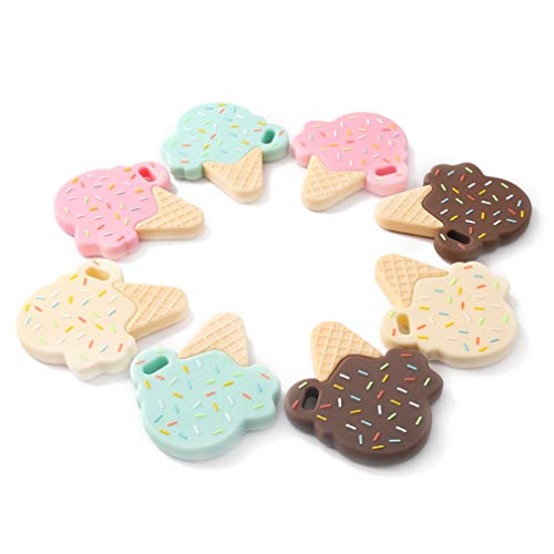 Mamimami Home 5pc Helado Dientes de silicona Enfermería del bebé Accesorios para el collar de dentición Mordedura de bebé Joyería Juguetes Dentición Encantos