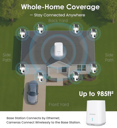 Image of 4K Security Cameras Wireless Outdoor, Ethernet Base Station, No Subscription, 64GB Local Storage, Solar Home Security Camera System, 360 Auto Tracking, Color Night Vision, 4-Cam Kit, -15F