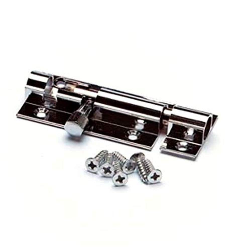 Merriway BH05809 (2 Pcs) Straight Surface Slide Door Bolt, 50 mm (2 inch) Chrome - Pack of 2 Pieces, Silver