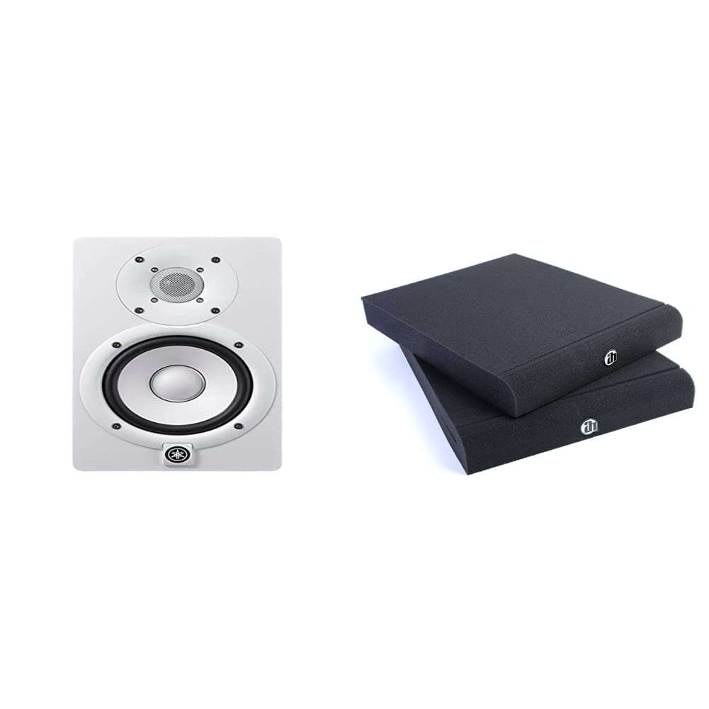 Yamaha HS 8 – Referenz-Studio-Monitor-Lautsprecher für Produzenten, DJs und Musiker – Schwarz & Adam Hall Stands PAD ECO 2 - Absorberplatte für Studio Monitor 265 x 330 mm, schwarz