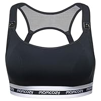 momcozy Senos de lactancia materna FB011 Deportes de baja presión para maternidad y lactancia materna con pechos acolchados inalámbricos, Negro , Large