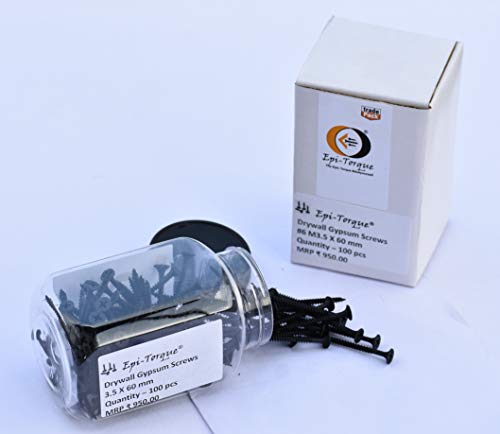 Image of Drywall Gypsum Black Screw Sharp Point Size #6 M3.5 X 60mm (Pack of 100 Pcs)