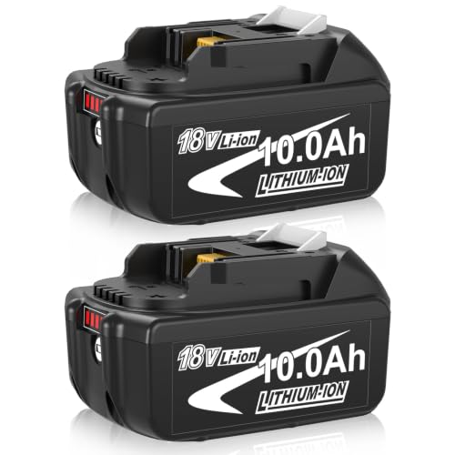2 Stück 10.0Ah Ersatzakku für Makita Akku 18V LXT BL1850B/BL1860B – Kompatibel mit DC18RD/DC18RC Ladegerät & 18V LXT Geräten wie Bohrmaschinen, Kettensägen, Rasenmähern für Profi-Hand