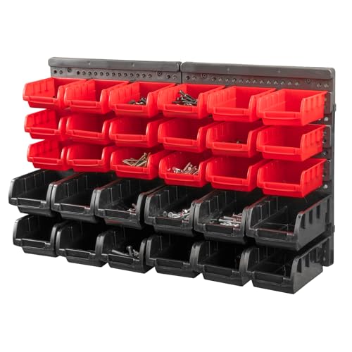 KCT 32 Pcs Wall Mount Storage Board Organiser Garage DIY Bin Panel Rack