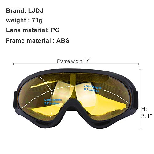 Image of LJDJ Motorcycle Goggles - Glasses Set of 2 Yellow Clear Lenses Dirt Bike ATV Motocross Anti-UV Adjustable Riding Off Road Racing Protective Combat Tactical Military Goggles