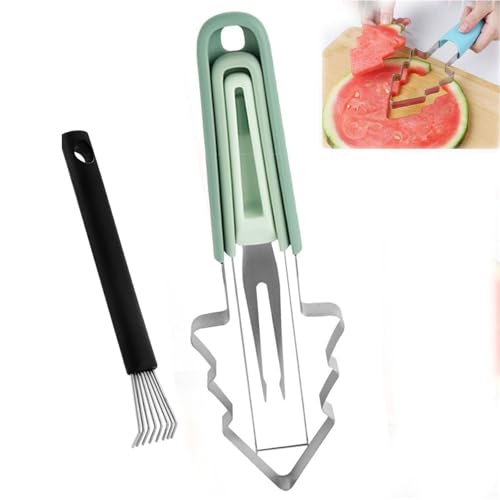 Design sicuro ed ergonomico: realizzata in acciaio inossidabile for uso alimentare e PP, l'affettatrice è dotata di un'impugnatura antiscivolo e comoda for un controllo sicuro. La forchetta for anguria lucida e i bordi lisci garantiscono tagli senza sbavature, garantendo la massima sicurezza durante l'uso.