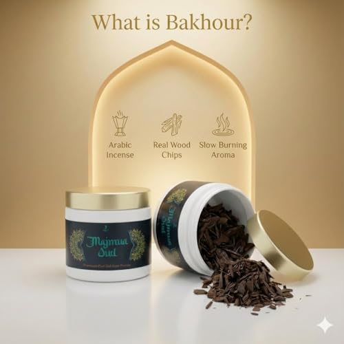 Image of Majmua Oud Bakhoor - Premium Arabic Agarwood Wood Chips, 40g Jar | Long-Lasting Oudh Fragrance for Home, Meditation & Majlis | 30+ Sessions | Natural Chemical-Free