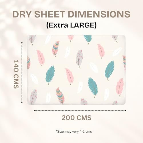 Image of Zikku Printed Dry Sheets for Baby Bed Size Double Bed Extra Large Soft |Comfortable |Extra Absorbency|Fast Dry (200x140 cm, Green, Leaf Print)
