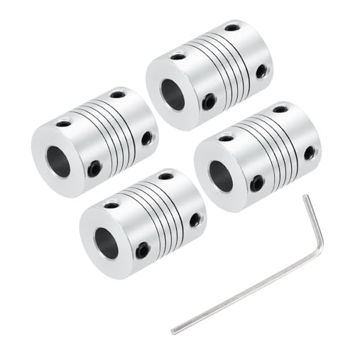 QUARKZMAN 4 Stück Flexible Kupplungen 8mm bis 8mm Aluminium Wellenkupplung L25xD19mm Klauenkupplung Schrittmotor Gelenkverbinder für 3D Drucker CNC Maschine DIY Encoder Motorwelle Silber
