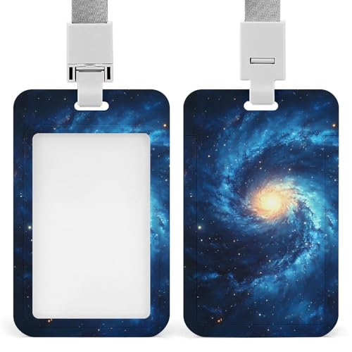 Magical Galaxy Starry Sky Milky ID Badge Holder with Lanyard Vertical ID Card Holder for Travel Office Work