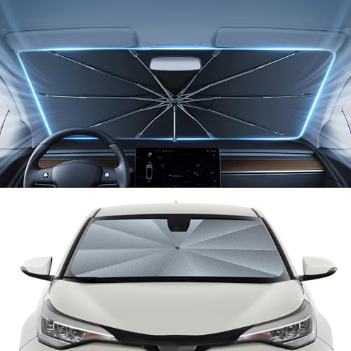 Image of Autorder Windshield Sun Shade Umbrella for 2018-2023 Toyota C-HR CHR Accessories,Upgraded Ice Crystal Material,Easy Setup Umbrella Sunshade for Car Windshield,100% Sun Blocking