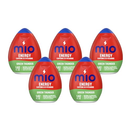Image of MiO Energy Liquid Water Enhancer for Caffeine, Vitamins and Sugar Free Hydration Drink Mixing, Naturally Flavored Water Drops, Green Thunder, 1.62 Fluid Ounce (Pack of 5)