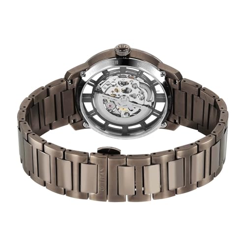 Image of Titan See-Through Skeletal Automatic Analog with Black Dial Copper Brown Stainless Steel Strap Watch for Men - 90220QM01