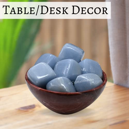 Image of Certified Angelite Crystal Healing Tumbled Stone, Natural Polished Crystals for DIY Crafts, Manifestation, Meditation, Pooja Feng Shui and Reiki Healing (30 Grams)
