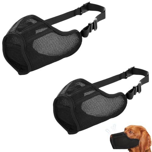 Muselière pour Chiens,2pièces Réglable Semi-fermée Museliere pour Chiens Petit Respirant Anti-Morsure,Engrener Muselière Chien Petite Taille pour Les...