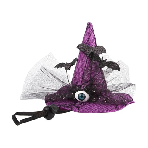Doiyislem Sombreros De Halloween para Perros,Disfraces De Halloween para Mascotas | Diseño De Bruja con Y Murciélago Temático Correa Ajustable para Razas Grandes Disfraces Mascotas