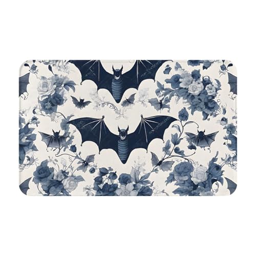 Bat Pattern Print Living Room Bathroom Kitchen Anti Slip and Absorbent Carpet, Indoor Entrance Door Muddy Floor Mat, Ultra Soft Washable Carpet 21x31.5 Inches