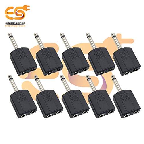 Image of Electronic Spices Single 6.35mm male to two 6.35mm female dual splitter interface audio connector pack of 20pcs