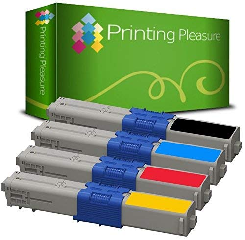 4 (FULL SET) Compatible Toner Cartridges for OKI C310dn C330dn C510dn C530dn C531 C531dn MC351 MC352dn MC361 MC361dn MC362dn MC561 MC561dn MC562dn C511 C511dn - Black/Cyan/Magenta/Yellow, High Yield