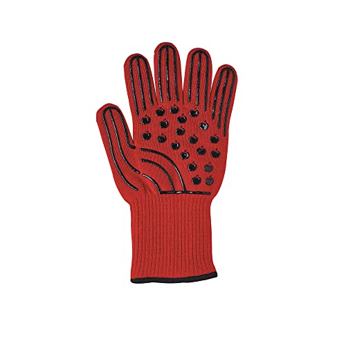 MASTRAD F80810 - Guante para barbacoa (protección contra el calor hasta 500 ºC, aislamiento perfecto, antideslizante, talla única), color rojo