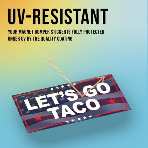 Image of Magnet Sticker Subtle Let's Go Taco Magnetic Anti Funny Leftist Feminist Social Justice Human Rights US Flag Magnet for Bumper, Refrigerator, Cruise Door, Car, Truck 7.5x3.75in