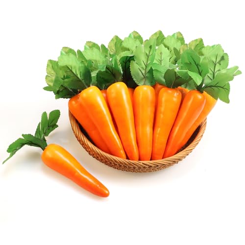 Ikosora 12 Pcs Fake Carrots, Artificial Carrot Ornament for Easter Decoration, Artificial Vegetables Simulation Carrots for Party Decoration Home Kitchen, Lifelike Fake Vegetables Carrot Decor