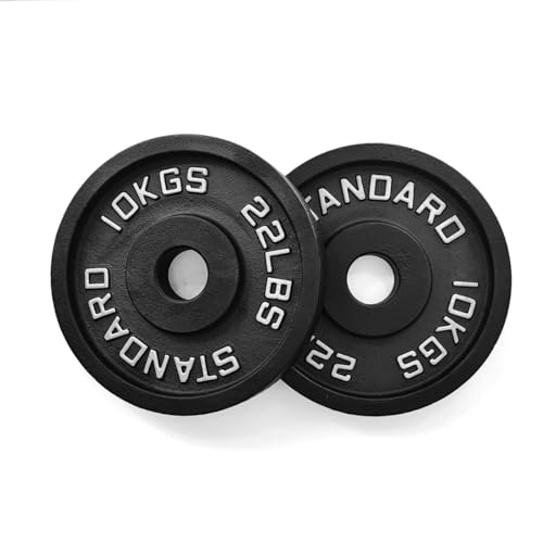 Image of Standard Olympic Weight Plates, with Handles & 51MM Diameter, Cast Iron Coated Professional We Exercise, Spare Gym Weight Plates for Strength Training, Dumbbell Plates(Set of 2, 10kg)