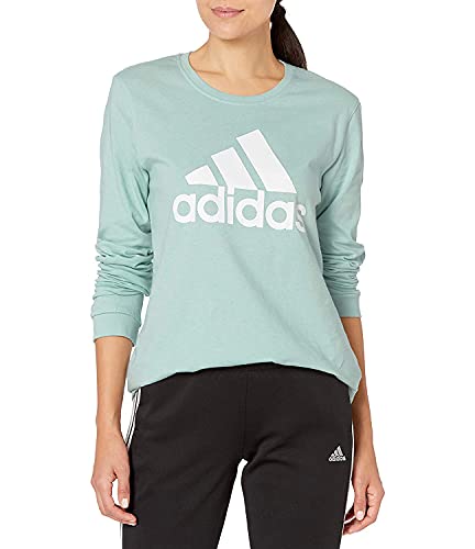adidas Women's Basic Badge of Sport Long Sleeve Tee, Green Tint, X-Large