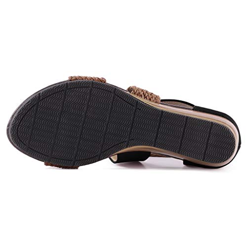 Viviplus Womens Fashion Vintage Weave Platform Sandal Low Wedge Zipper Closure Open Toe Slide Sandal Summer Flat Beach Shoes #TOP5