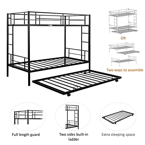 CALABASH-Twin-Over-Twin-Metal-Bunk-Bed-with-Trundle-Heavy-Duty-Bunk-Beds-Frame-with-2-Side-Ladders-Convertible-Bunkbed-with-Safety-Guard-RailsNo-Box-Spring-Needed-Black