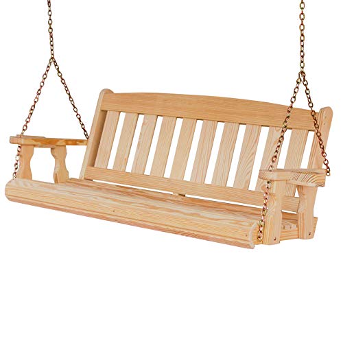 Amish Casual Heavy Duty 800 Lb Mission 4ft Treated Porch Swing with Cupholders Unfinished