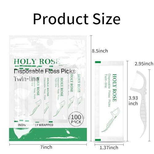 Holy-rose-Individually-Wrapped-Dental-Floss-Picks-Double-Line-Flossers-100-Count-Mint-Flavour-Floss-Stick-Toothpicks-Suitable-for-Travel-Hotel-Restaurant-Office-CarWhite