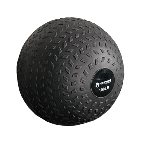 Titan Fitness 100 LB Rubber Tread Slam Ball, Dead Bounce, 14in Diameter, Weight Workout - Throw, Catch, Slam, Twist