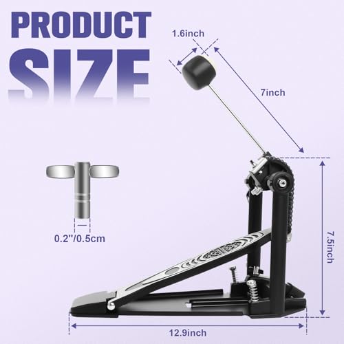 image for MCCKLE Bass Drum Pedal,Double Chain Drive Kick Pedal with Adjustable S