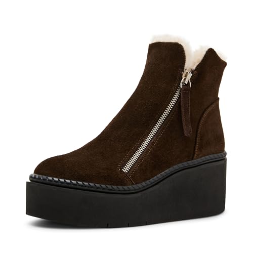 Steve Madden Women's Drift Ankle Boot, Brown Suede Fur, 9