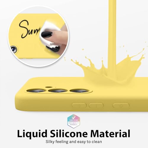Image of DIZORO Microfiber Candy Case Compatible for Samsung S24 fe Smooth Touch Cushion Liquid Soft Silicone Gel Rubber Phone Cases Non-Slip Full Body Protective Shockproof Back Cover (Yellow)