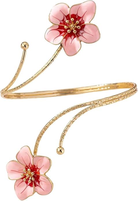 Floral Enamel Armlet/Bajuband for Women & Girls – Adjustable Gold-Plated Upper Arm Cuff Bracelet | Bohemian Armlet for Weddings, Festivals & Dance Performances-image-31